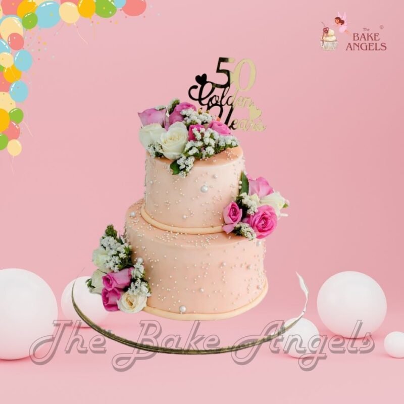 Pink Peach Wedding Cake
