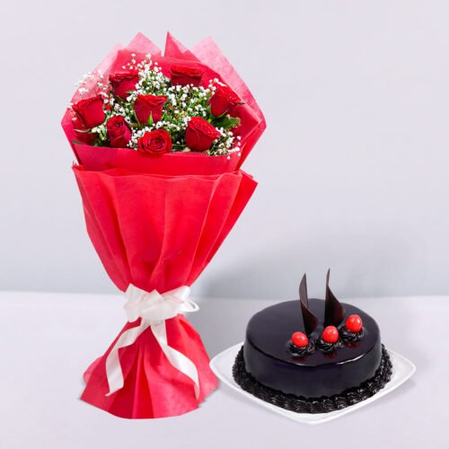 Red Roses and Chocolate  Cake